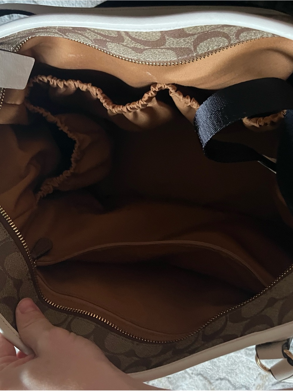 Coach Signature Canvas Tote in Brown with Cream Trim - Picture 8 of 16